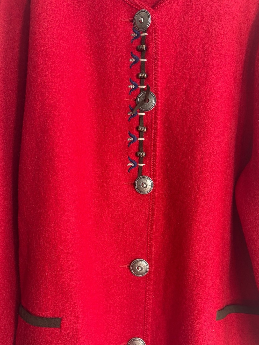GEISSWEIN Boiled Wool VINTAGE Button-Front Coat/Jacket in Red Size 14 — SO NICE! - Picture 5 of 13